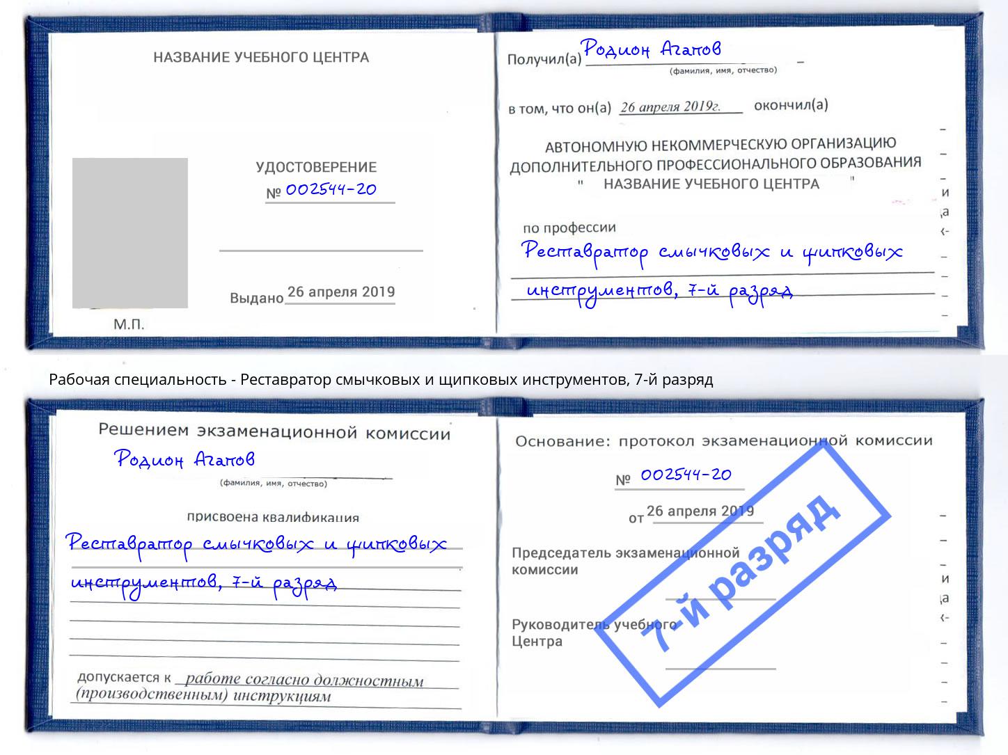 корочка 7-й разряд Реставратор смычковых и щипковых инструментов Балаково