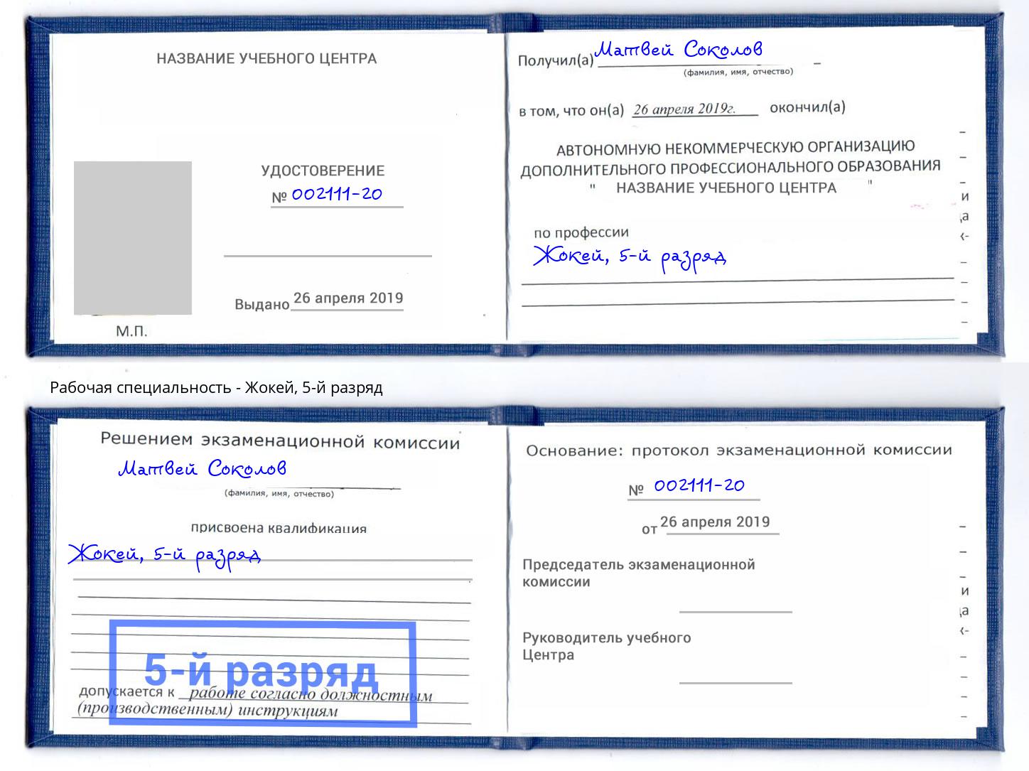 корочка 5-й разряд Жокей Балаково